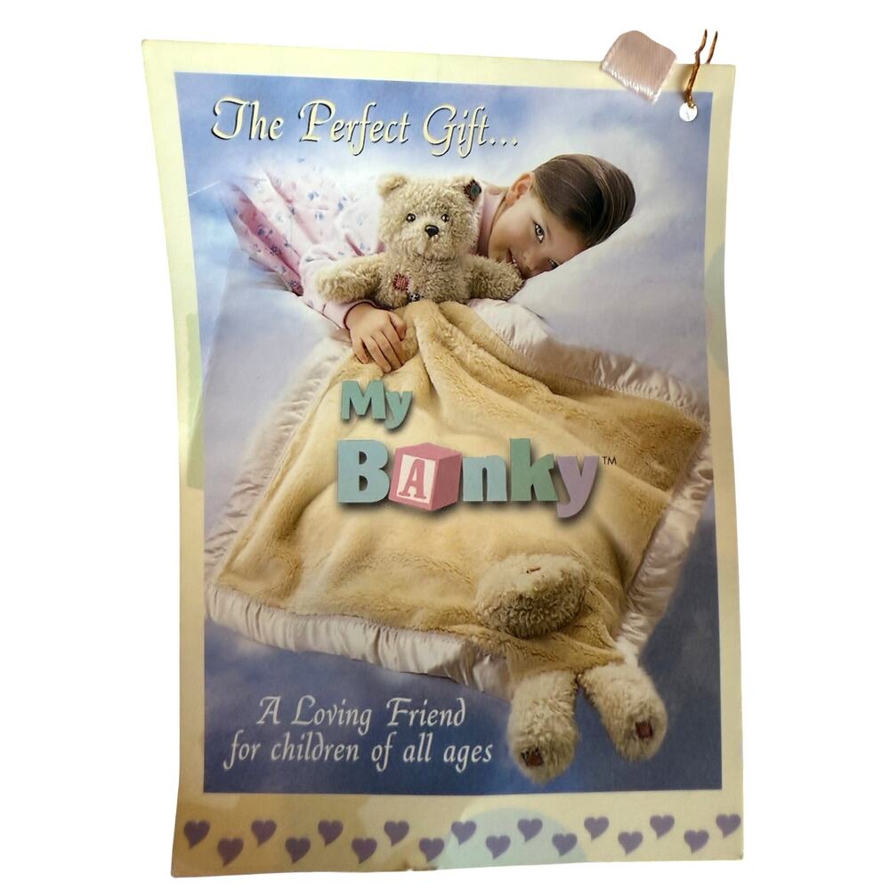 New My Banky Kisses Pink Bear Security Blanket Lovey 28"x28"